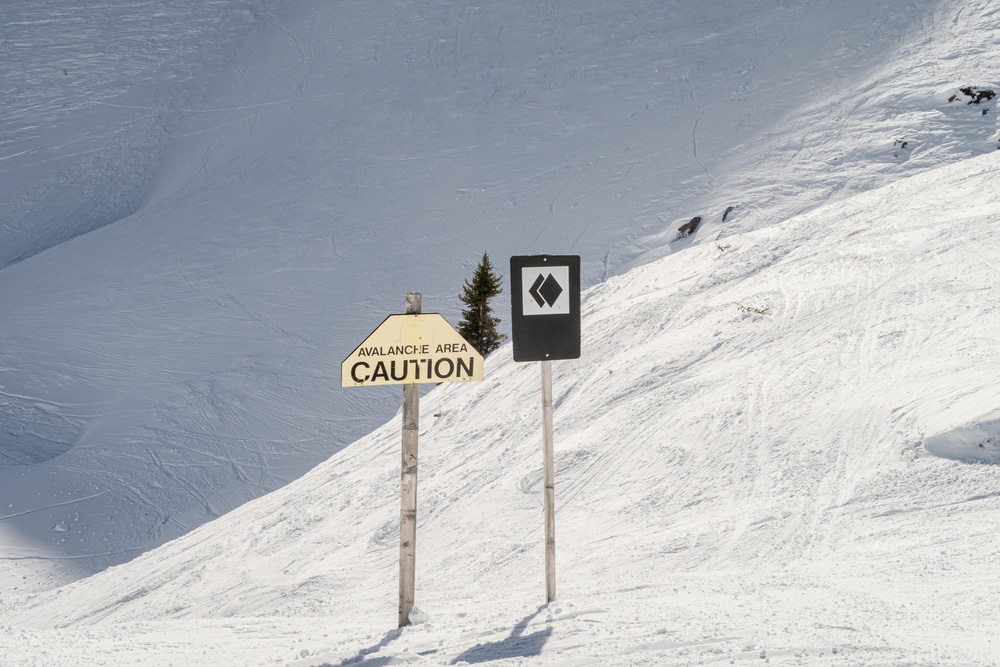 A view of a skiing signboard for double diamond skiing