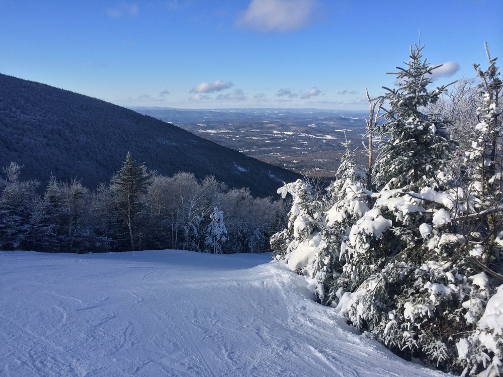 View To Ski Slopes At Cannon Mountain In Nh