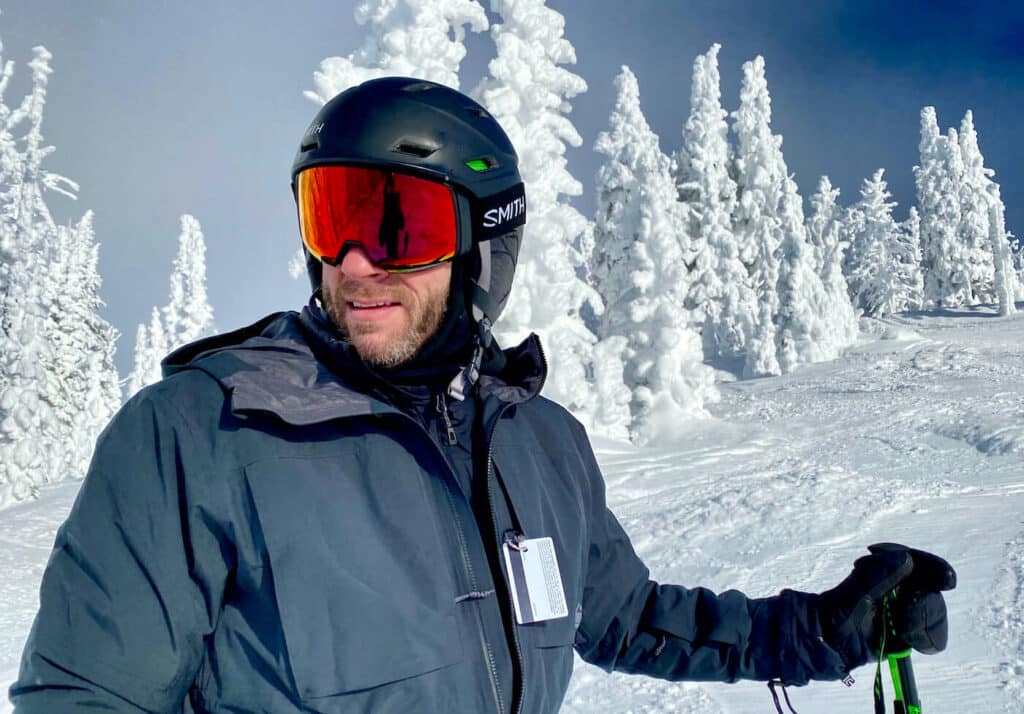 a skier wearing Smith D MAG