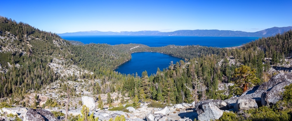 Sierra Nevada California Usa Landscape Cascade Lake Valley Aerial View