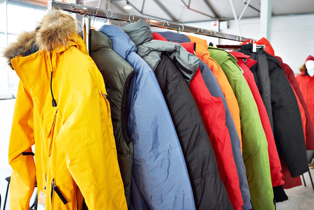 Winter Ski Sports Jacket On A Hanger In The Store